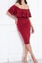 Flexible Diving Fabric Flounce Detailed Design Collar Midi Burgundy Pencil Evening Dress 164 - 8