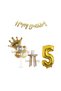 5 Year Old King Crowned Minimal Birthday Party Set King Crown Foil Balloon Balloon Stand Gold Number Foil