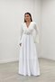 Crepe Fabric Sleeves Flywheel Detailed Maxiboy Evening Dress - WHITE - 2