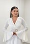 Crepe Fabric Sleeves Flywheel Detailed Maxiboy Evening Dress - WHITE - 4