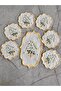Daisy Model Embroidered Tray Cover and Cocktail 6-Piece Coffee Presentation Napkins