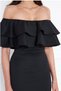 Black Flexible Diving Fabric Midi Pencil Dress with Flounce Detailed Collar Design 164 - 2