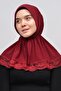 وشاح عمامة عملي مزين برباط مطاطي من الدانتيل - بورجوندي - 4