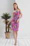 Women's Thin Elastic Strap Side Full Draped and Lined Floral Mibidoy Knee Dress - 2