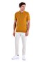 Mustard Regular Fit Jacquard Cotton Polo Collar Knitwear T-Shirt - 4