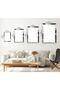 Silver Mirrored Plexi Frame Ottoman Monogram Triple Mdf Table Set - 3