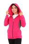 Women's Pink Hooded Zippered Fleece, Pink - Gray Sweatshirt - 6