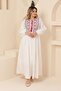 Women's White Kanavice Embroidered Lined Ethnic Authentic Dress