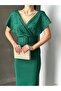 Women's Belted Pearl Detail Diver Fabric Evening Dress - 6