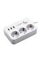 Jettpower 0370 Current Protected 3 USB 3-Gang Socket 2 M Extension Cable White