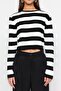 Siyah Crop Basic Çizgili Triko Kazak TWOAW23KZ00034 - 4