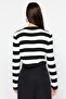 Siyah Crop Basic Çizgili Triko Kazak TWOAW23KZ00034 - 5