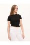 White 100% Cotton Crop Crew Neck Knitted T-Shirt - 5