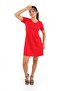 Women's Red Cross Back Dress with Piping Detail - 3