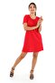 Women's Red Cross Back Dress with Piping Detail - 4