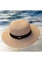 Unisex Straw Cowboy Fedora Hat with Belt Buckle Detail - 3