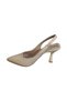 SUMMER Women's Black Nude Matte Fabric 8cm Candlestick Heel Open Back Pointed Toe Heeled Stellto Shoes - 3