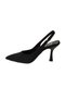 SUMMER Women's Black Nude Matte Fabric 8cm Candlestick Heel Open Back Pointed Toe Heeled Stellto Shoes - 3