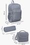 Kids Navy Blue Cobalt Blue Lion Patterned Pen Holder, Nutrition, 3-Piece School Bag Set GOSET0123741 - 3
