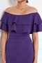 Purple Boat Neck Ruffle Detail Stretch Fabric Off Shoulder Maxi Length Evening Dress Fish Dress - 7