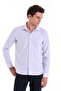 Lilac Comfort Fit Striped Cotton Slim Collar Long Sleeve Casual Shirt - 2