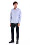 Blue Comfort Fit Striped 100% Cotton Slim Collar Long Sleeve Casual Shirt - 5