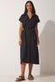 Women's Black Belted Flowy Shirt Dress RV00130 - 2