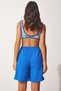 Women's Blue Flowing Ayrobin Kimono Shorts Set DZ00053 - 5