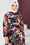 8158 Patterned Viscose Hijab Dress Black - 2