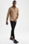 Slim Fit Polo Neck Textured Long Sleeve Cotton Shirt - 2