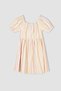 Girls' Striped Cotton Linen Looking Short Sleeve Dress W7755a622sm - 7