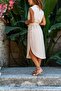 Women's Beige Double Breasted Jacket Collar Pocket Belted Airobin Dress Gk-Bst2881 - 2