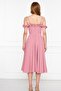 Atlas Fabric Adjustable Strap Ruffle Detailed Collar Pleated Flared Midi Dusty Rose Evening Dress 421 - 3