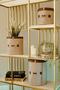 Multi-Purpose Leather Striped Round Organizer Basket, 20X25Cm, Mini Size, Cream Color - 3