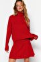 Tile Crop Super Wide Fit Soft Textured Pleated Skirted Knitwear Top and Bottom Set Twoaw24Au00019