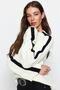 Ecru Wide Fit Sleeve Folded Knitwear Sweater TWOAW24KZ00663 - 2