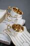 Porcelain Story 6-Person Bird Cage Pattern White Gold Coffee Cup Set with Treat Plate 12090 - 3