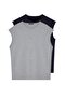 Basic Lacivert-Gri 2'li Paket Oversize/Geniş Kesim Pamuklu Kolsuz T-Shirt/Atlet TMNSS22AL0070 - 2