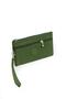 Crinkle Water Repellent Fabric 2 Zipper Wrist Strap Mobile Phone Handbag Wallet Pen Holder K. Green 1115