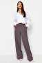 Antrasit Wide Leg/Geniş Paça Dokuma Kumaş Pantolon TWOAW22PL0139 - 8