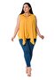 Plus Size Double Layer Sleeveless Mustard Shirt with Pleat Detail on the Front - 2