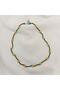Green-Pearl Natural Stone Summer Necklace / Leaf Motif / Handmade Crystal Beads Knitted