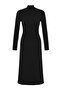 Siyah Drape Detaylı Dik Yaka A-Line Esnek Midi Örme Elbise TWOAW24EL00133 - 9