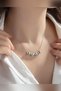 Opening Four Hearts Closing Clover Magnet Anti-Tarnish Silver Steel Necklace with Mother of Pearl and Zircon Stone - 3