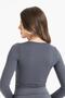 Women's Seamless Knitted Corded Long Sleeve Square Neck Crop Blouse 9010 - 3