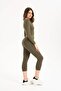 Women's Seamless Knitted Corded Long Sleeve Square Neck Crop Blouse 9010 - 8