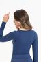 Women's Seamless Knitted Corded Long Sleeve Square Neck Crop Blouse 9010 - 3