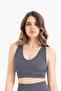 Women's Seamless Knitted Ribbed U-Neck Sports Bustier 9011