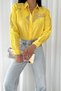 Women's Yellow New Season Transparent Detailed Embroidery Wide Fit Oversize 100% Cotton Shirt - 4