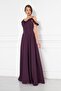 Plum Ruffle Collar Detail Adjustable Straps Woven Fabric Maxi Flared Evening Dress - 7